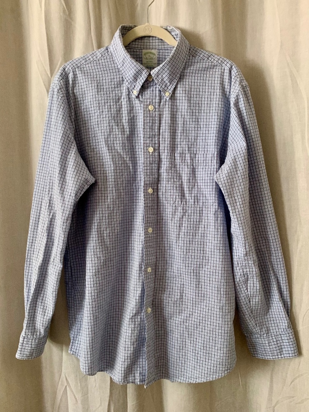 Brooks Brothers Milano XL Blue Micro Check Cotton Button Down Shirt